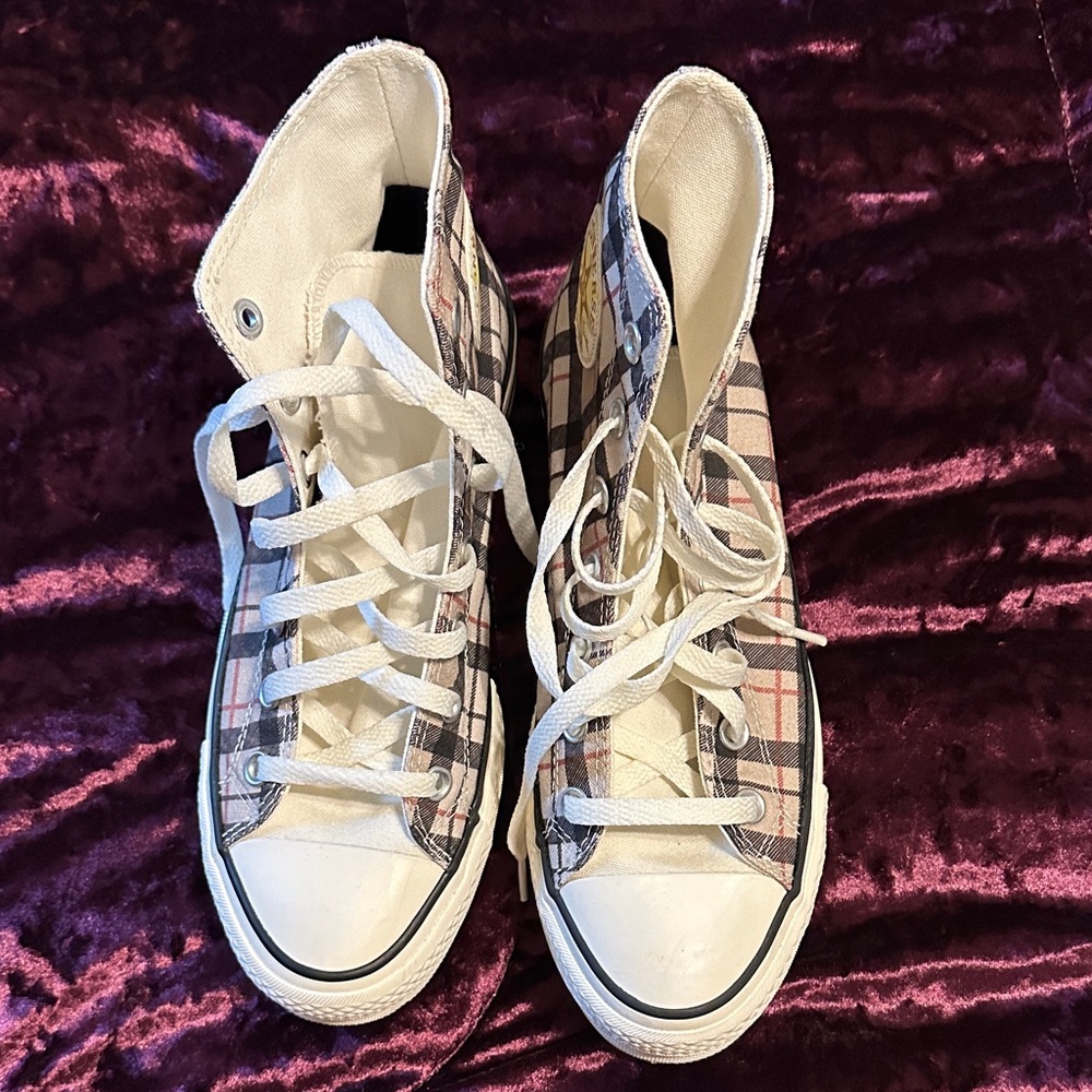 Converse Multicolor Plaid High-Top Sneakers